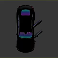 Modern Black Sports Car With Open Doors Colorful Reflective Roof And Windows