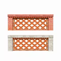 Garden Wall Design With Red Brick White Lattice Pattern And Gray Stone Borders 3d model