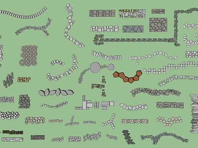Stepping Stone Path Designs With Various Shapes And Garden Elements 3d model
