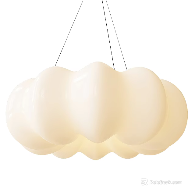 Modern White Cloud Shaped Chandelier With Smooth Surface And Soft Lighting 3d model 