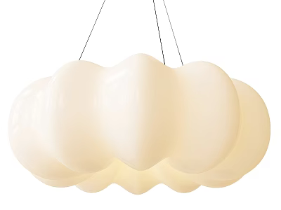 Modern White Cloud Shaped Chandelier With Smooth Surface And Soft Lighting 3d model