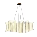 Modern White Pleated Chandelier Suspended by Thin Wires for Elegant Interior Lighting
