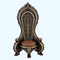 Exquisite Carved Royal Throne Style Wooden Single Chair With Comfortable Leather Seat Multi Angle