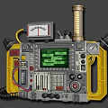 Industrial Equipment Control Panel With Digital Display Gauges Knobs And Yellow Frame