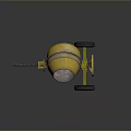 Yellow Concrete Mixer With Metal Drum Stand And Black Wheels For Construction