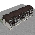 Modern Townhouse Exterior With Multi Story Design Large Windows Landscaped Lawns Stone Pathway And Lighting
