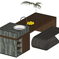 Modern Nakajima Dining Table and Chair Combination 3d model