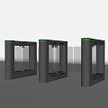 Public Facility Automatic Turnstile in Silver with Green Indicator and Glass Doors
