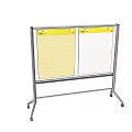 Notebook Display With Golden Mobile Stand Featuring Yellow Paper And White Board