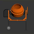 Orange Concrete Mixer With Metal Stand Black Wheels On Dark Background