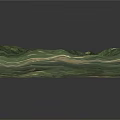 Detailed Green Mountain Terrain Model With 3D Topography And Path