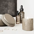 Modern Bathroom Accessories With Towel Rack Gray Towel Round Mirror And Dried Pampas Grass