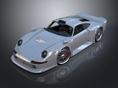 Silver Sports Car With Sleek Aerodynamic Exterior And Stylish Alloy Wheels 3d model
