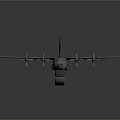 Military Transport Aircraft Model With Four Propellers And Gray Fuselage On Dark Background