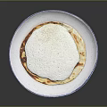 Golden Crusted Flatbread With White Cream Topping Served On Ceramic Plate 3d model