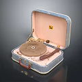 Vintage Suitcase Style Open Record Player In Blue With Turntable And Tonearm