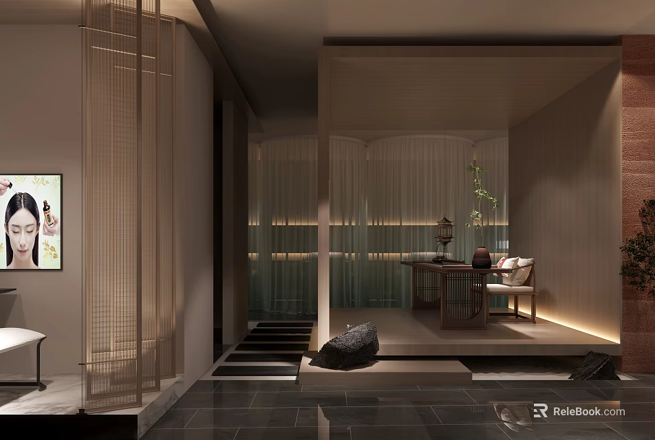 Modern Beauty Hair Salon Interior With Styling Chairs Mirrors And Relaxing Ambiance 3d model 