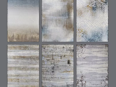 Modern Square Rugs With Various Abstract Patterns And Neutral Color Tones 3d model