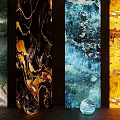 Colorful Marble Texture Wall Panels With Modern Design And Decorative Spheres