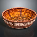 Handwoven Decorative Storage Basket With Brown Orange Textured Woven Pattern 3d model