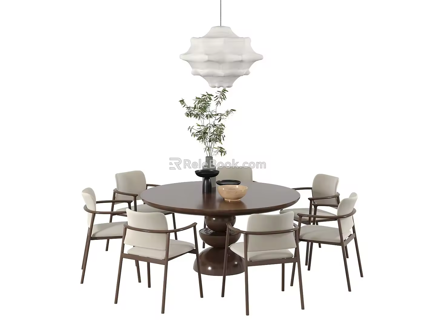 Middle style dining table and chair 3d model