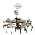 Middle style dining table and chair 3d model