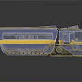 Blue And Yellow Futuristic Car With Transparent Cabin And Industrial Design Elements
