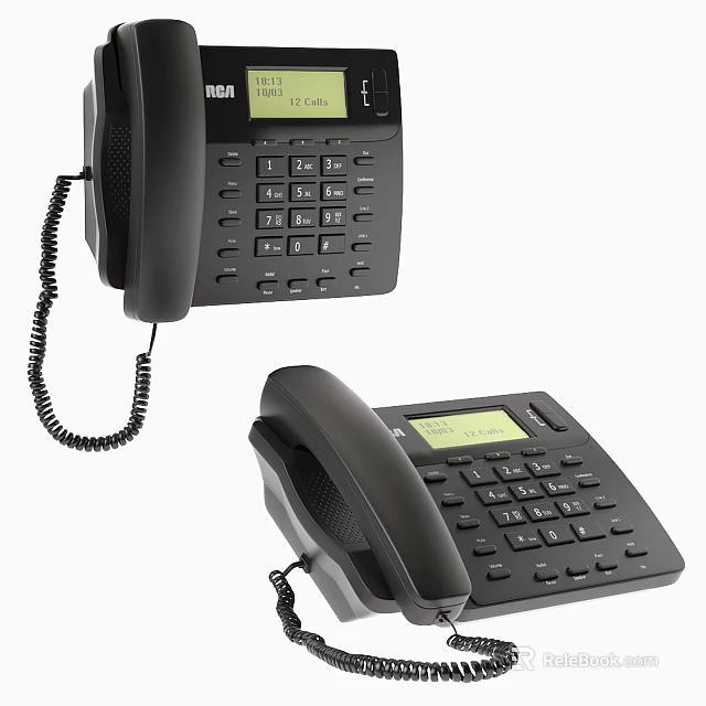 Black Digital Phones With Numeric Keypad And Display Screen For Office Use 3d model 