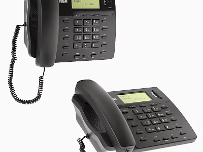 Black Digital Phones With Numeric Keypad And Display Screen For Office Use 3d model