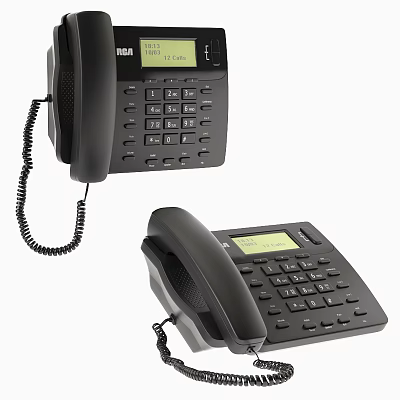Black Digital Phones With Numeric Keypad And Display Screen For Office Use 3d model