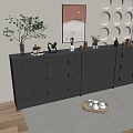 Modern Black Cabinet Whole Cabinet Sideboard Cabinet Balcony Cabinet Storage Cabinet Entrance Cabinet 3d model