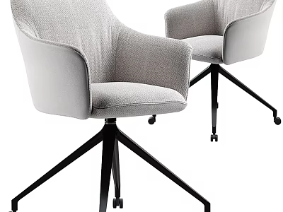 Light Gray Upholstered Office Chairs With Armrests And Black Five Star Base Casters 3d model