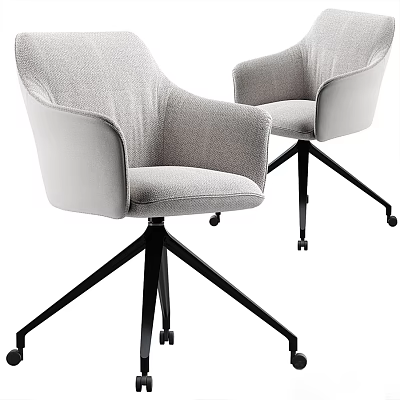 Light Gray Upholstered Office Chairs With Armrests And Black Five Star Base Casters 3d model