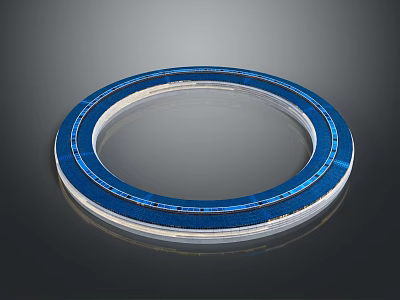Blue Circular Waterbody With Layered Terrain Under Gray Sky Scenic View 3d model