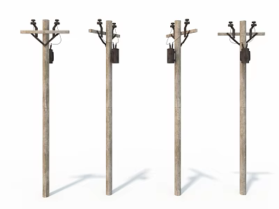 wire retro wire pole industrial equipment 3d model