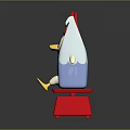 Blue And White Cartoon Chicken Milk Beverage With Sugar Label On Red Scale