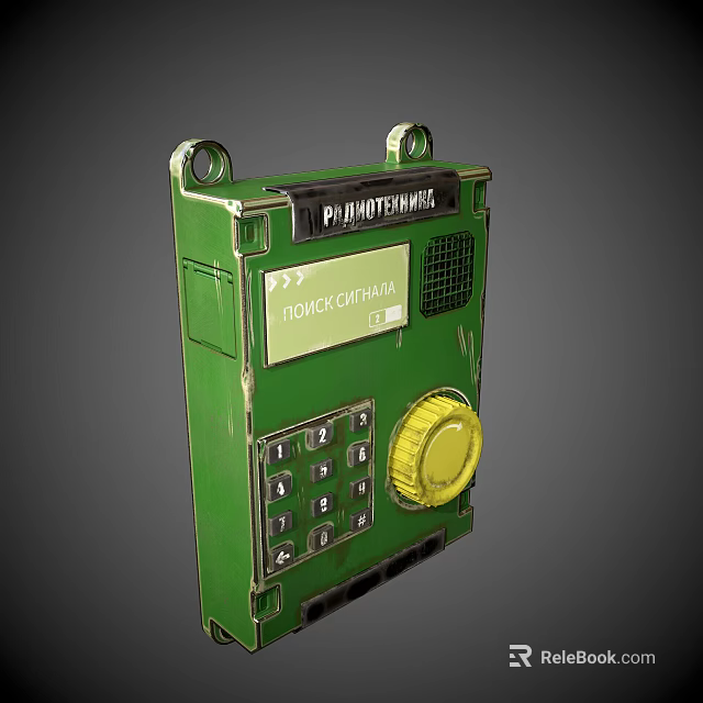 Green Industrial Remote Control Device With Yellow Knob And Keypad Panel 3d model 