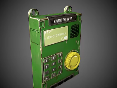 Green Industrial Remote Control Device With Yellow Knob And Keypad Panel 3d model