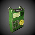 Green Industrial Remote Control Device With Yellow Knob And Keypad Panel