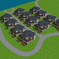 Semi Detached Villa Modern Exterior Design With Large Windows Wooden Deck Lawn And Greenery