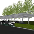 Eco friendly Parking Lot With Covered Canopy Trees Greenery And Parked Cars