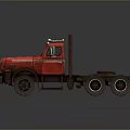 Red Vintage Classic Truck With Wooden Stakes For Heavy Duty Transportation