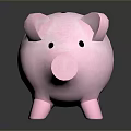 Cute Pink Piggy Bank With Smooth Surface Displayed On Dark Background