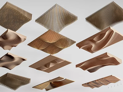 Modern Ceiling Design With Various Geometric And Wavy Textured Surfaces For Interior 3d model