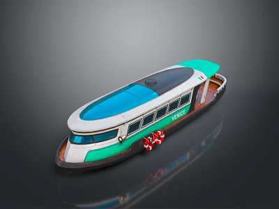 Modern Turquoise And White Model Boat With Red Lifebuoys And Streamlined Design 3d model