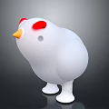 Cute White Chicken 3D Model With Red Cheeks And Yellow Beak