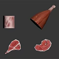 Fresh Raw Meat Cuts Including Steak Leg And Various Parts 3d model