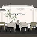 Elegant Restaurant Interior With Decorative Ceiling Pendant Lights Dining Table Green Chairs And Sculpture