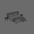 Elegant Modern Double Bed With Upholstered Headboard Soft Linen Bedding And Bedside Tables 3d model