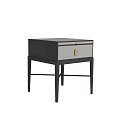 Modern Black and Gray Bedside Table With Drawer And Gold Handle Design 3d model